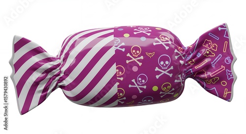 Purple candy with skull pattern wrapper