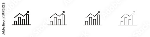 Stagflation icons in minimalistic thin line strokes designs