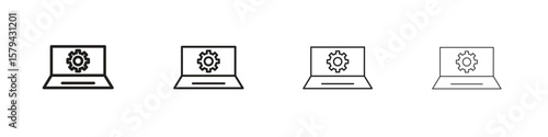 Software Engineering icons in minimalistic thin line strokes designs
