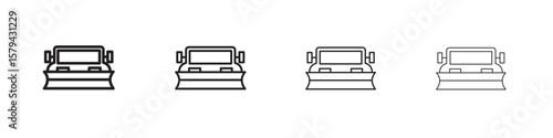 Snowplow icons in minimalistic thin line strokes designs