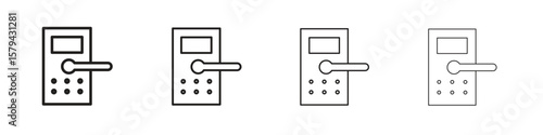Smart lock icons in minimalistic thin line strokes designs