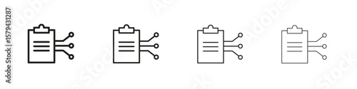 Smart contract icons in minimalistic thin line strokes designs