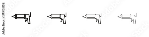 Sealants gun icons in minimalistic thin line strokes designs