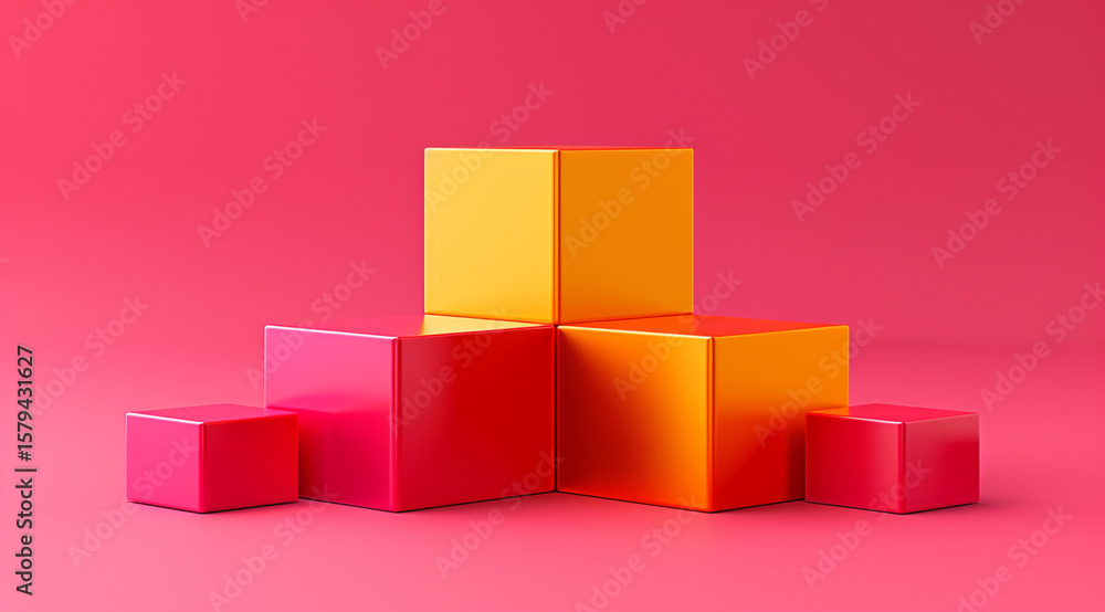 Obraz premium 3d render of a pyramid made of colorful cubes