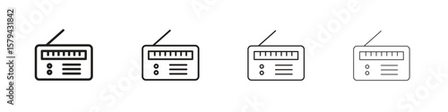 Radio icons in minimalistic thin line strokes designs