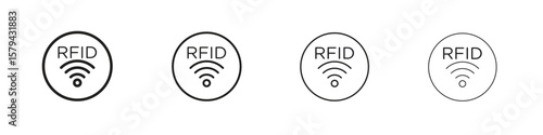 RFID icons in minimalistic thin line strokes designs