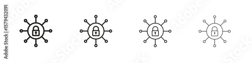 Private network icons in minimalistic thin line strokes designs