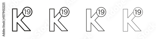 Potassium icons in minimalistic thin line strokes designs