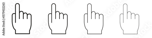 Pointing hand icons in minimalistic thin line strokes designs
