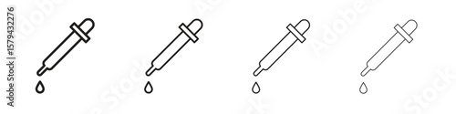 Pipette icons in minimalistic thin line strokes designs