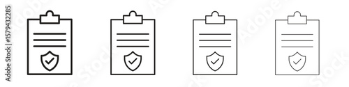 Policy icons in minimalistic thin line strokes designs