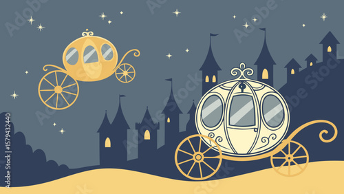 Cinderella carriage vector illustration for fairytale storybook and fantasy design elements and backgrounds