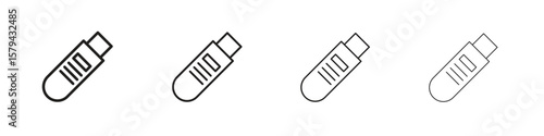 Pendrive icons in minimalistic thin line strokes designs