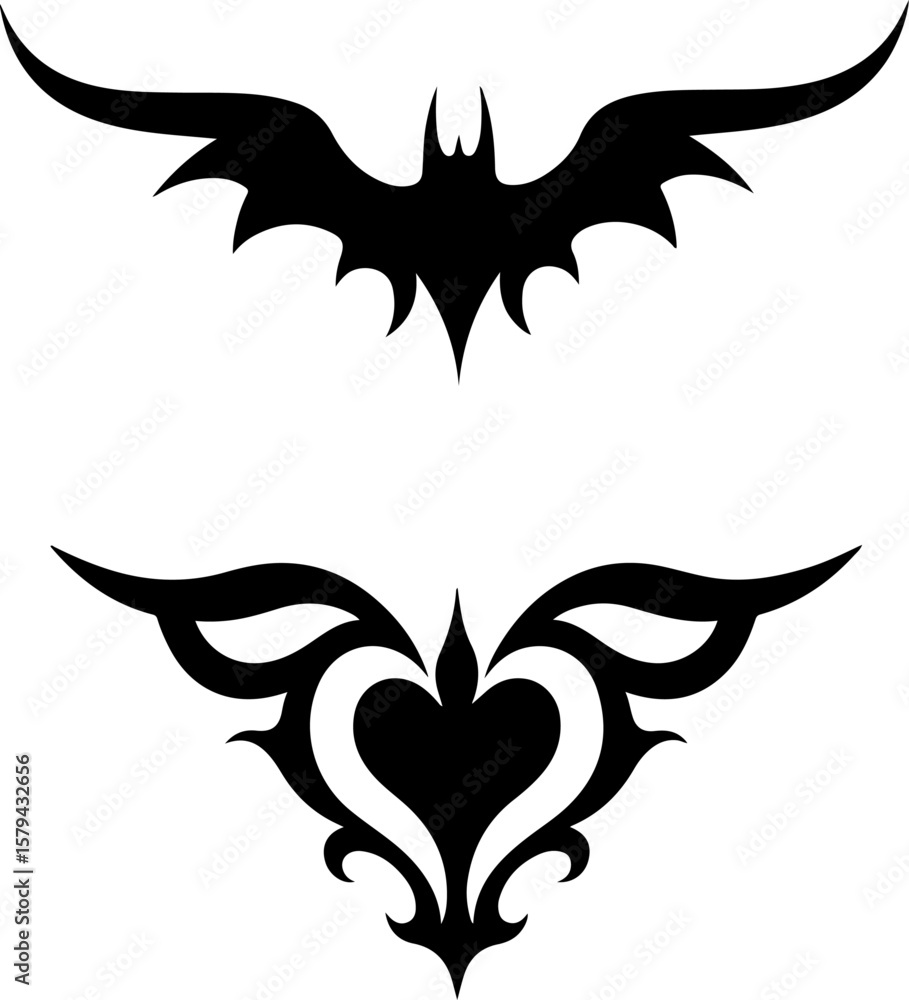 Fototapeta premium Tribal Phoenix and Flame Tattoo Designs vector bundle
