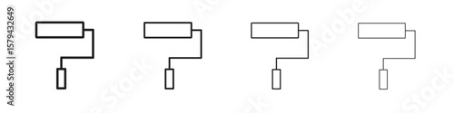 Paint roller icons in minimalistic thin line strokes designs