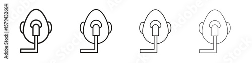 Oxygen mask icons in minimalistic thin line strokes designs