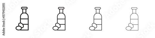 Olive oil icons in minimalistic thin line strokes designs