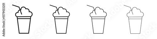 Milkshake icons in minimalistic thin line strokes designs