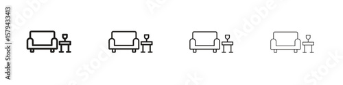 Lounge icons in minimalistic thin line strokes designs