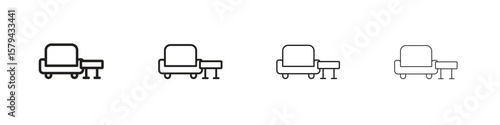 Lounge icons in minimalistic thin line strokes designs