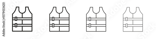 Lifejacket icons in minimalistic thin line strokes designs