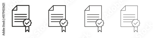 License icons in minimalistic thin line strokes designs