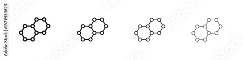 Graphene icons in minimalistic thin line strokes designs