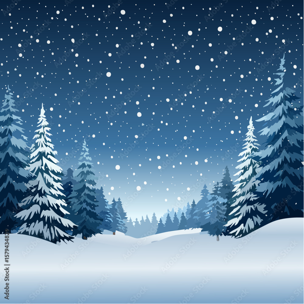 Obraz premium Snowy Winter Forest Scene with Vivid Red Accents