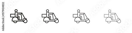 Food delivery icons in minimalistic thin line strokes designs