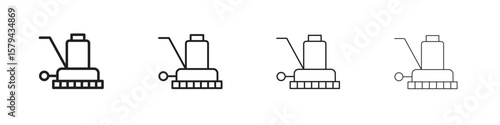 Floor sanding machine icons in minimalistic thin line strokes designs