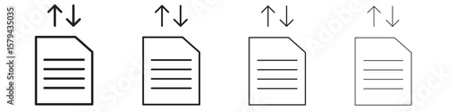File sharing icons in minimalistic thin line strokes designs