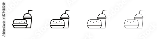 Fast food icons in minimalistic thin line strokes designs
