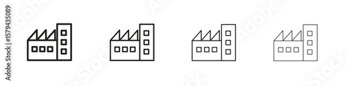Factory icons in minimalistic thin line strokes designs