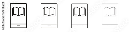 Ebook icons in minimalistic thin line strokes designs