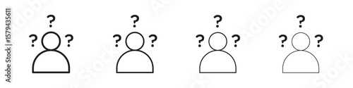 Depression icons in minimalistic thin line strokes designs