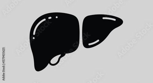 Black Human Liver Icon on Grey - AI Generative
