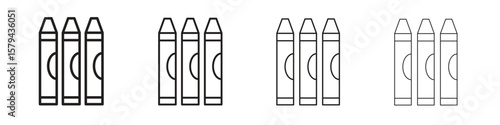 Crayon icons in minimalistic thin line strokes designs