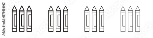 Crayon icons in minimalistic thin line strokes designs