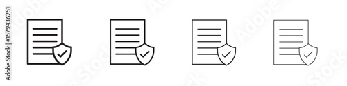 Contract coverage icons in minimalistic thin line strokes designs