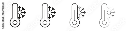 Cold icons in minimalistic thin line strokes designs