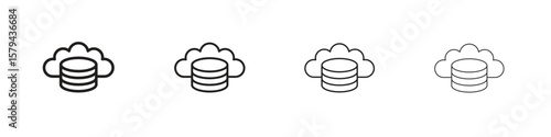 Cloud server icons in minimalistic thin line strokes designs
