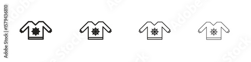 Christmas sweater icons in minimalistic thin line strokes designs