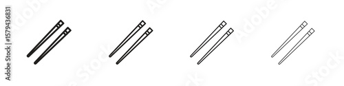 Chopsticks icons in minimalistic thin line strokes designs