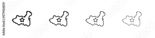 China map icons in minimalistic thin line strokes designs