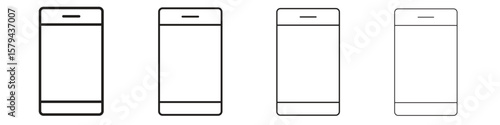 Cell phone icons in minimalistic thin line strokes designs