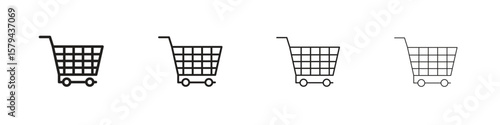 Cart icons in minimalistic thin line strokes designs
