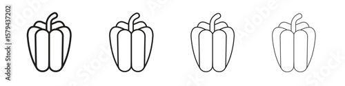 Capsicum icons in minimalistic thin line strokes designs