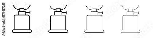 Camping gas icons in minimalistic thin line strokes designs