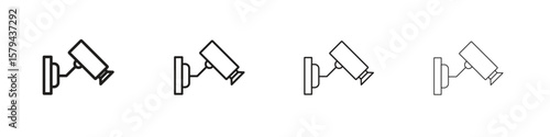 CCTV icons in minimalistic thin line strokes designs