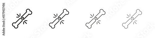 Broken bone icons in minimalistic thin line strokes designs